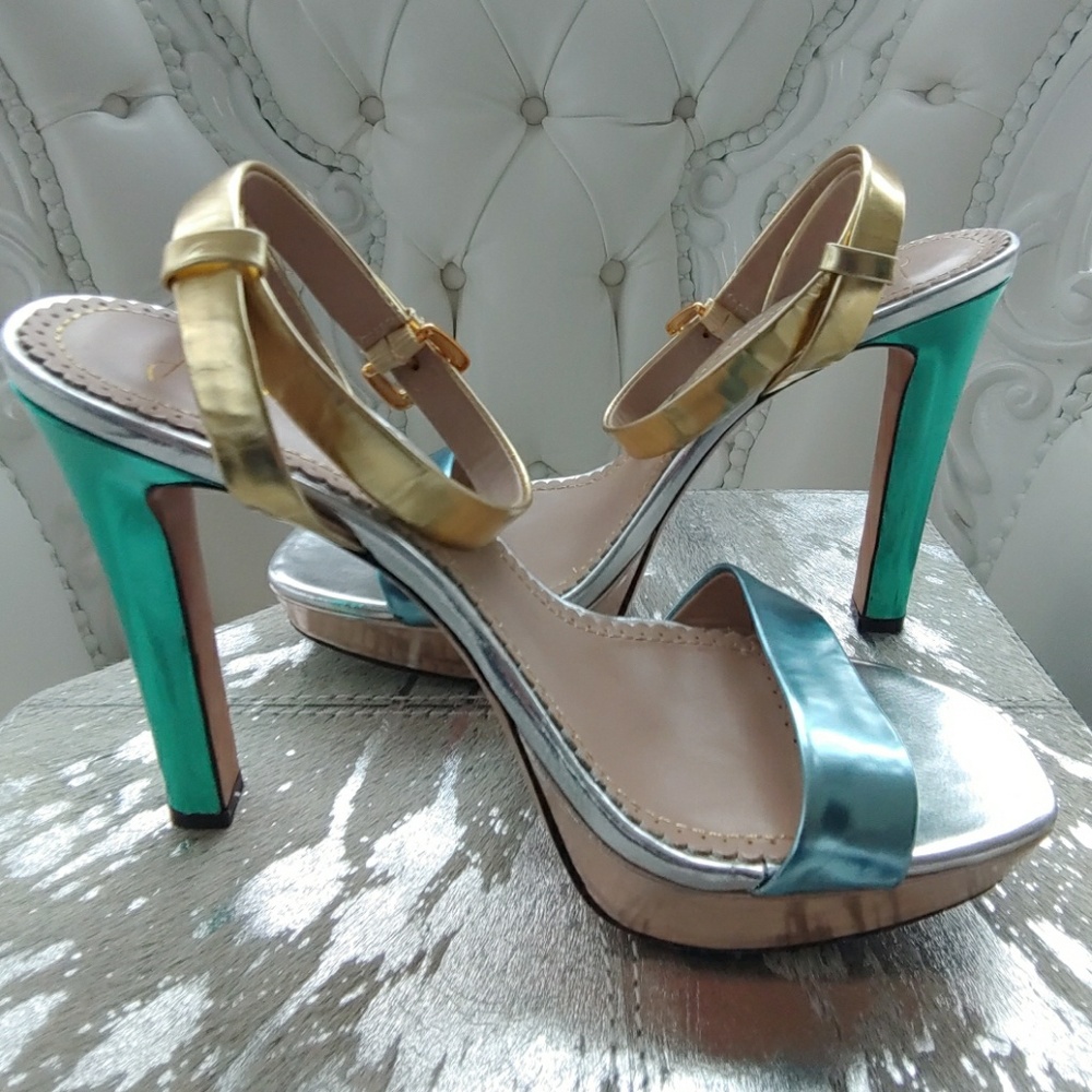 Jean Michel Cazabat Multicolored Metallic Sandals - image 1